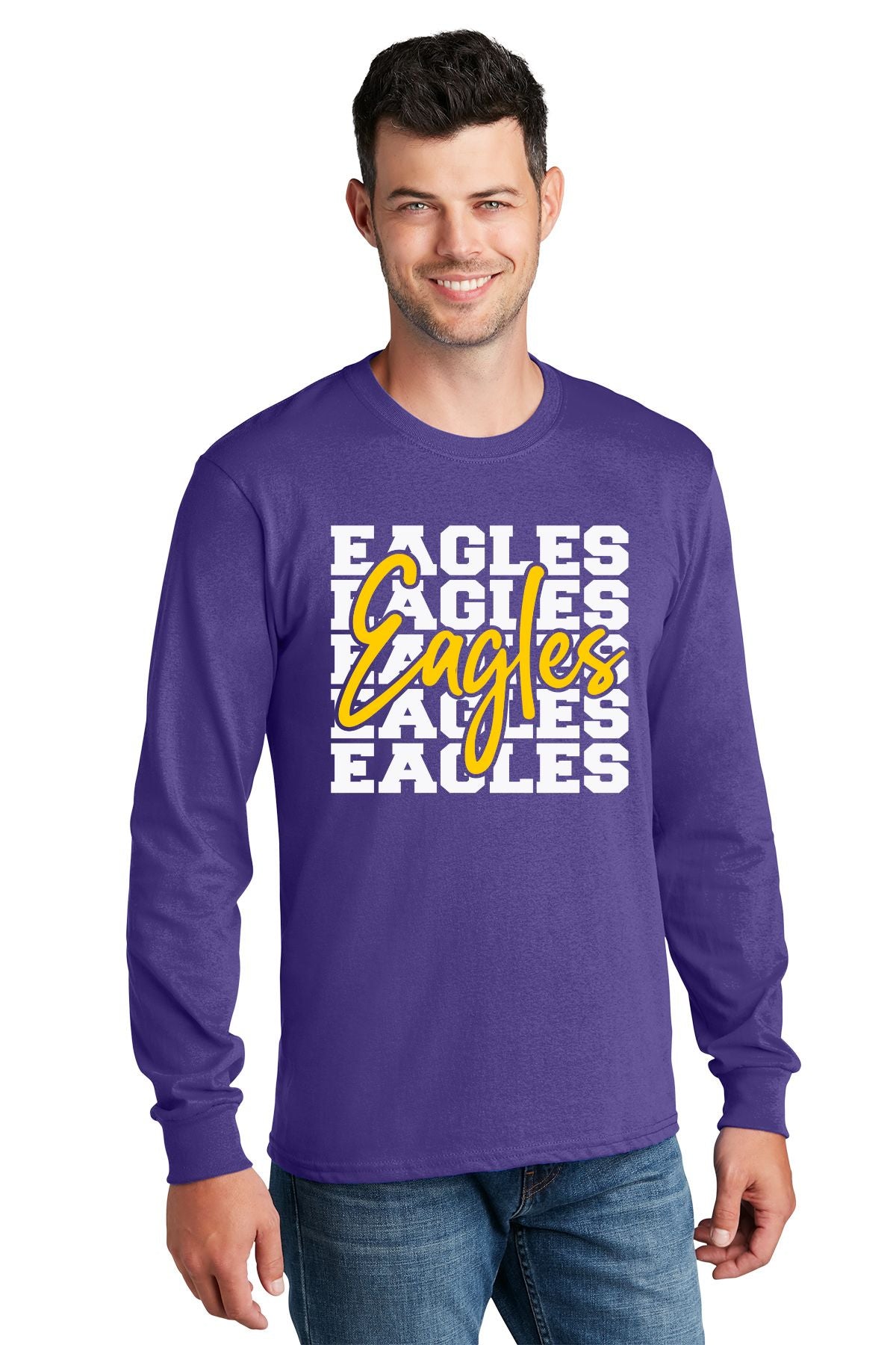 Purple Adult Long Sleeve T Shirt with Eagles logo