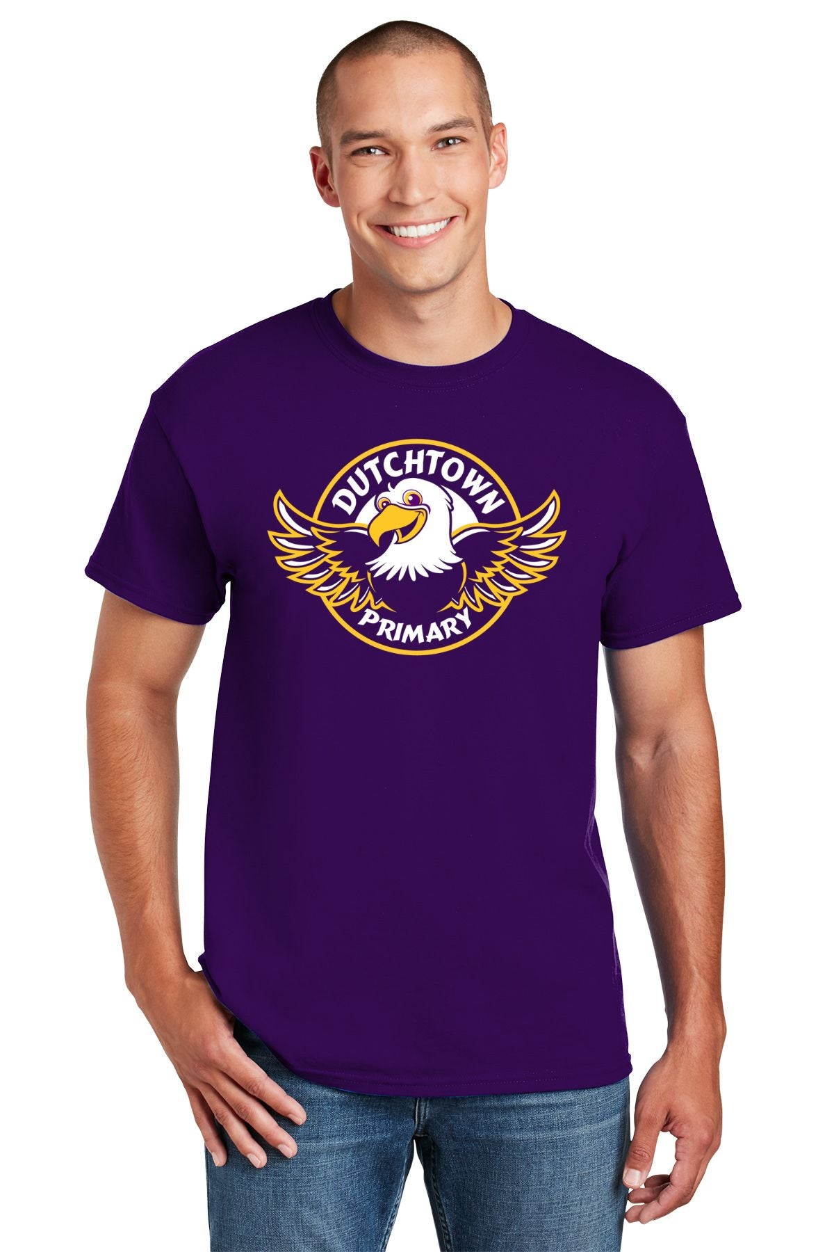 Purple Adult T Shirt with Dutchtown Primary logo