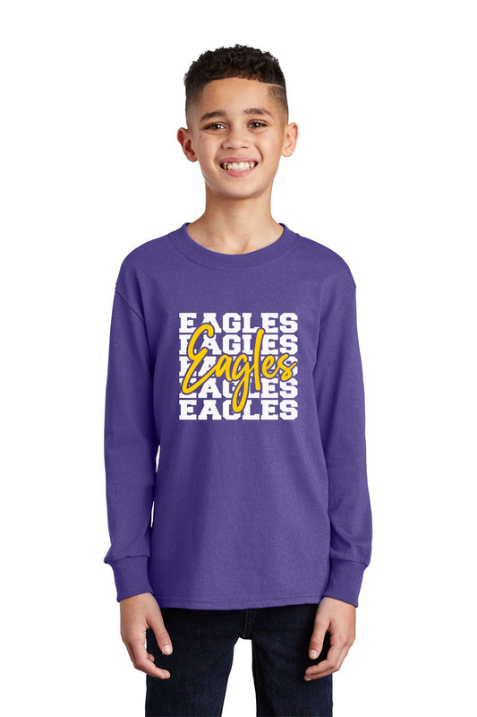 Purple Youth Long Sleeve T Shirt with Eagles logo